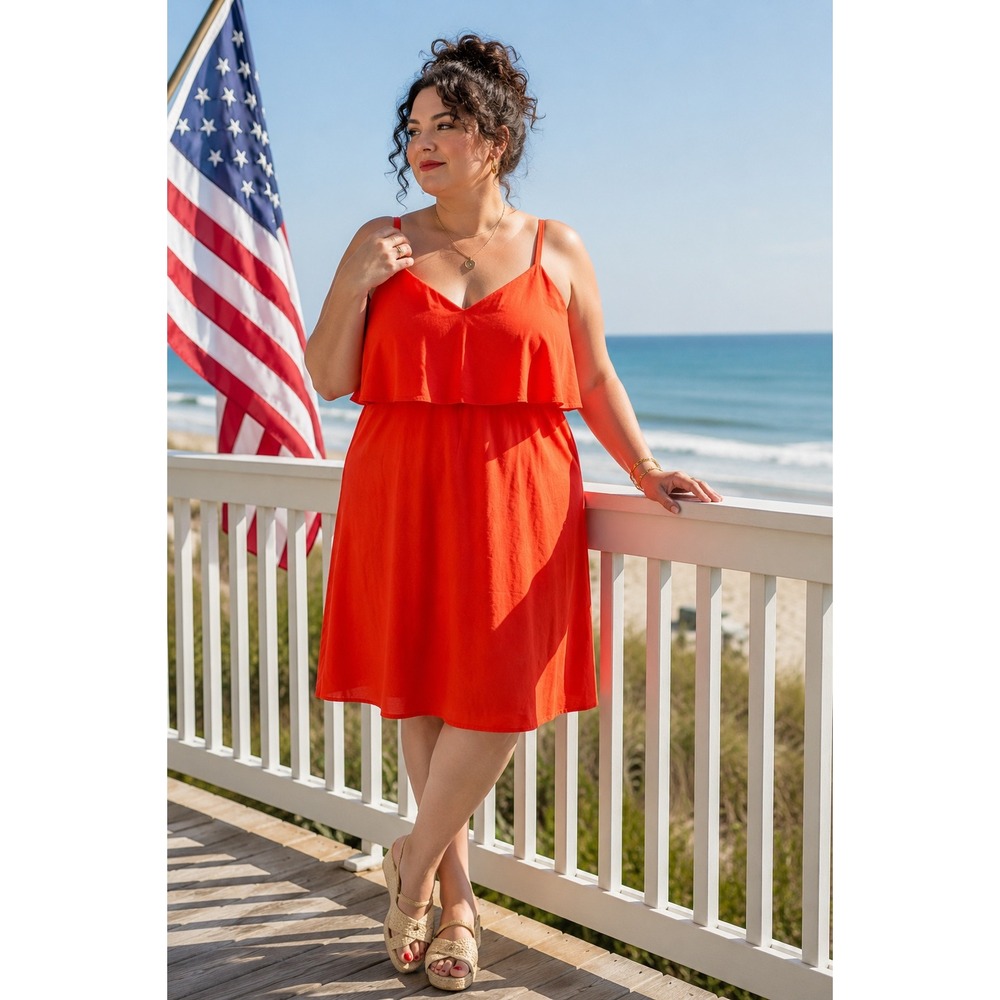 Lafayette 148 New York Red Flowy Sundress Size XL